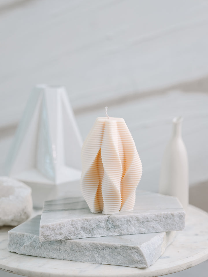 "Ribbed Swirl" Pillar Candle