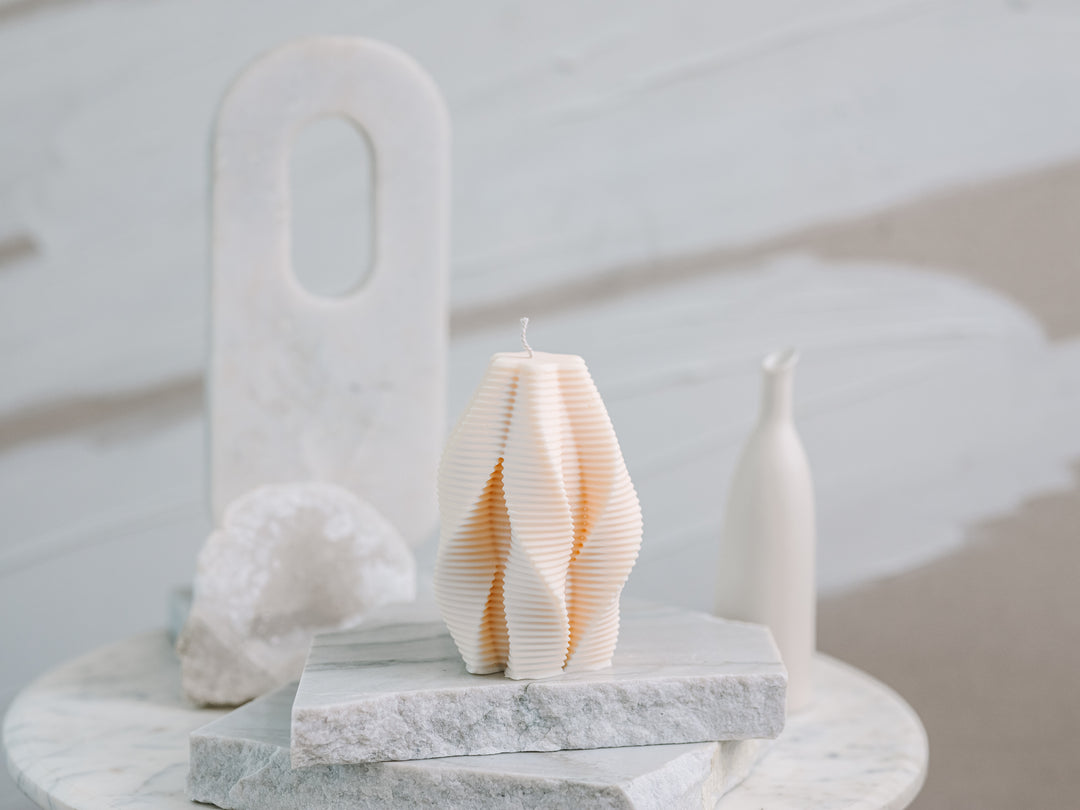 "Ribbed Swirl" Pillar Candle