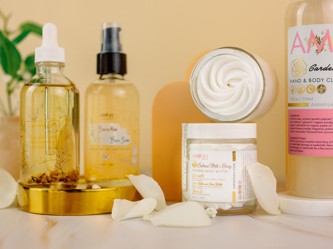 "Oh Baby!" Pregnancy Collection | Oatmeal Milk & Honey Body Butter |Gardenia Peach Hand & Body Cleanser|  Pregnancy Massage Oil| Stretch Mark Serum| Himalayan Pink Salt & Jasmine Bud Bath Salt|
