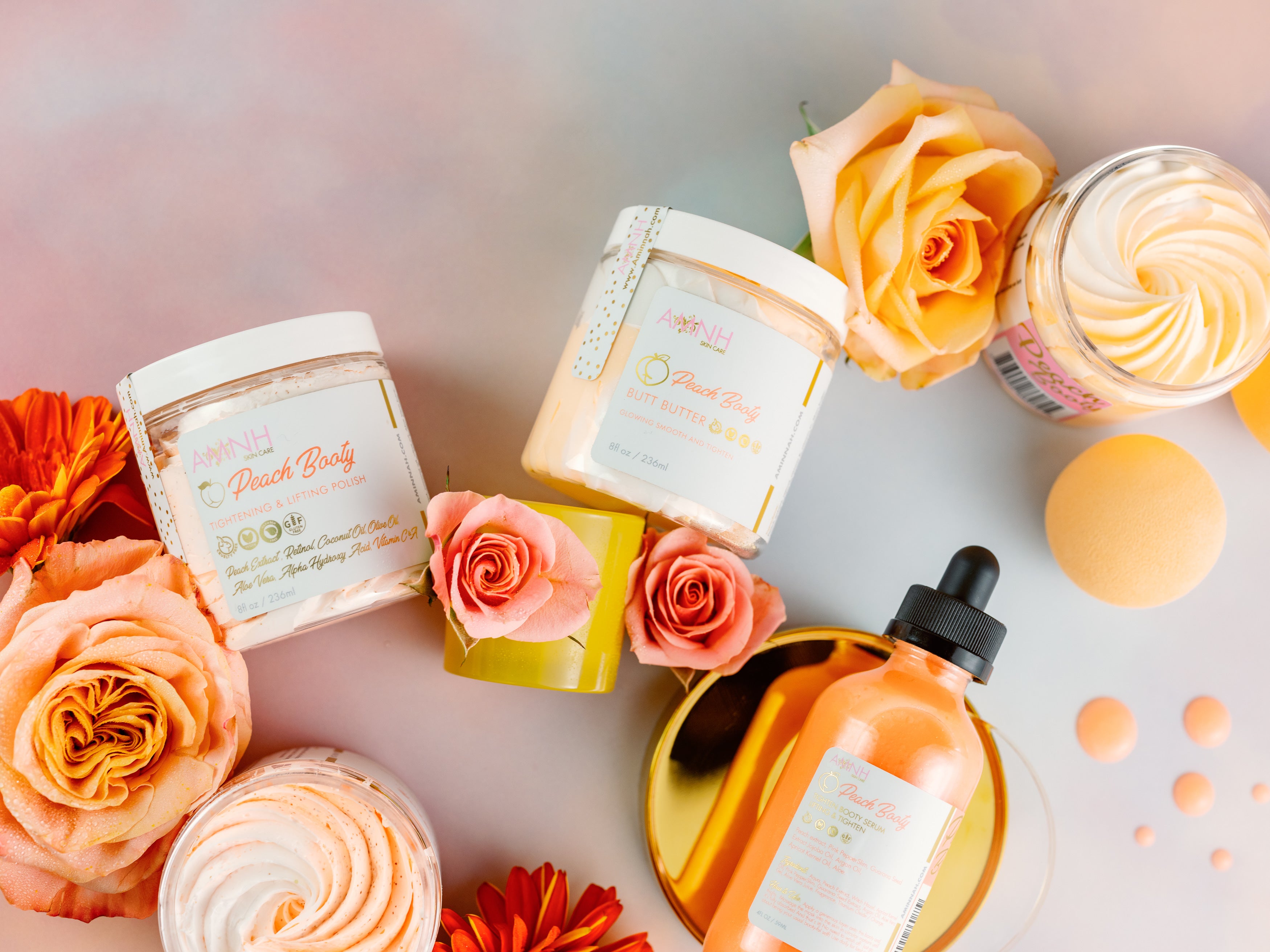 New amnh rose whipped body butter peach booty polish body scrub bundle